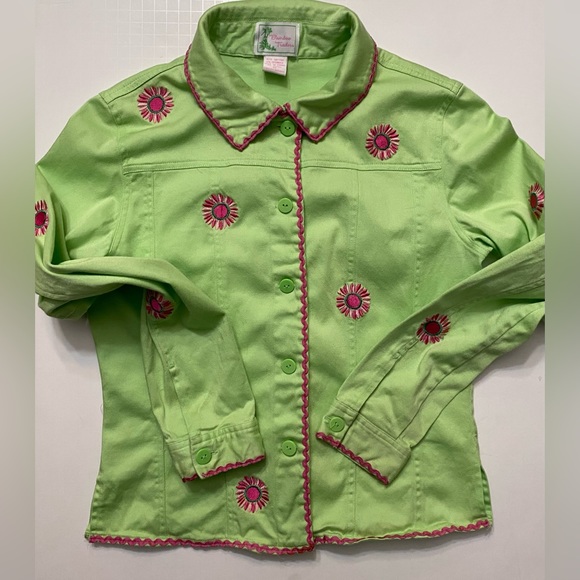 Bamboo Traders Blazer Lime Green / Pink Embroidery Flowers - Unlined - Sz Medium - Picture 5 of 12